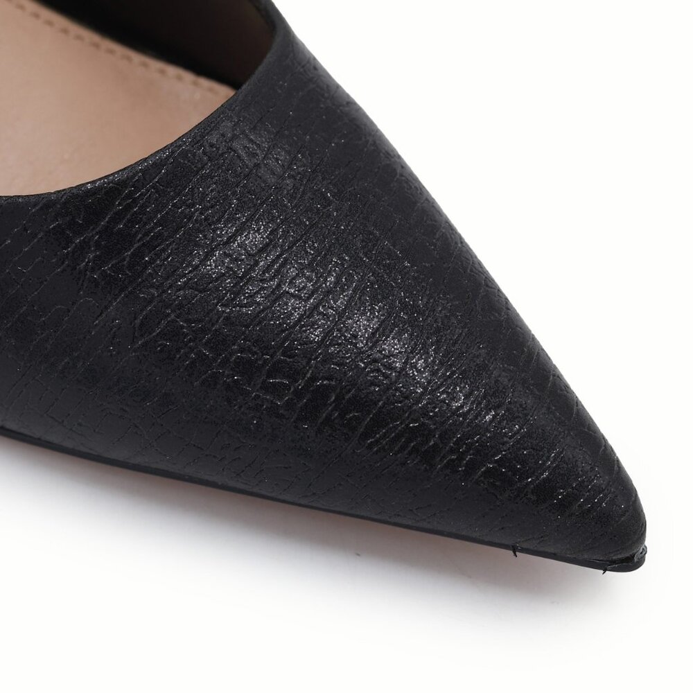 Black Textured Python-Effect Pointed-Toe Stiletto… - image 7